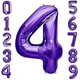 PartyMart Purple Foil Balloons Number 4, 40 inch