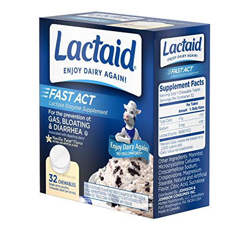 Lactaid Fast Act Lactose Intolerance Relief Chewables with Lactase