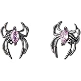 18G Black Spider Cartilage Stud Earrings for Women Men Crystal Pink CZ Horror Halloween Animal Screw Flat Back Tragus Sleeper Studs Earring Punk Jewelry Gifts Holiday Party