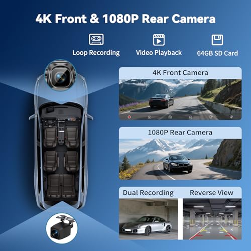 11.5" Car Tablet Pro Max 2026: Wireless Carplay Screen for Car with 4K Front and 1080P Rear Camera, Android Auto Car Play Screen IPS Touchscreen/Mirror Link/Loop Recording/Navigation / 64G SD