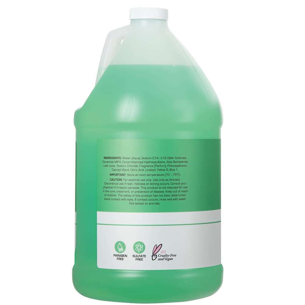 Ginger Lily Farms Club & Fitness Moisturizing Shampoo for All Hair Types, 100% Vegan & Cruelty-Free, Aloe Vera Scent, 1 Gallon Refill (Pack of 4)