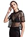 MakeMeChic Women's Fishnet Hooded See Through Sheer Pure Mesh Crop Top Black S