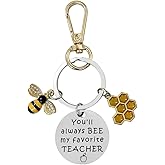 zhuohai Bee Keychain for Thank Teacher Graduation Gift,Student Graduation from Teachers Thank You Inspirational Bee Keychain Gifts