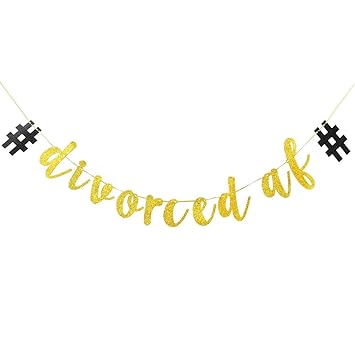 Innoru Divorced Af Banner Gold Glitter Happy Divorce Banner