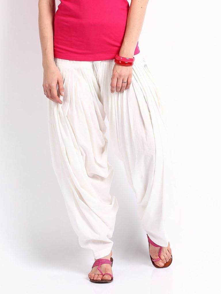 luvcare 100% pure cotton patiala salwar for womens(black, white and beige)