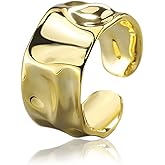 WPPHXY 14K Gold Plated Open Ring Adjustable Chunky Statement Rings for Women Men Minimalist Jewelry Gift