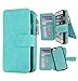 iPhone 8 Wallet case, iPhone 7 Leather Case,Hynice Detachable Magnetic Flip Purse with Kickstand Strap 14 Card Slot Holder Slim Protective Shell Cover for Apple iPhone8/iPhone7 4.7 (14Card-Blue)