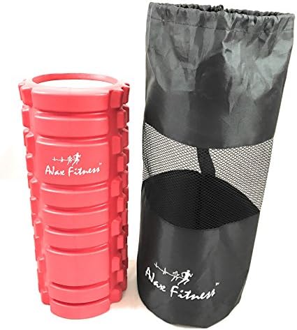 Foam Roller 13" by 5.5" with Carrying Bag | Trigger Point Grid Massage Roller | Yoga Foam Roller (RED)