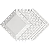 Wareland Embossed Ceramic Appetizer &amp; Dessert Plates - Set of 6, 6 inch White Square Dinner Plates for Snack &amp; Restaurant, Dishwasher &amp; Microwave Safe