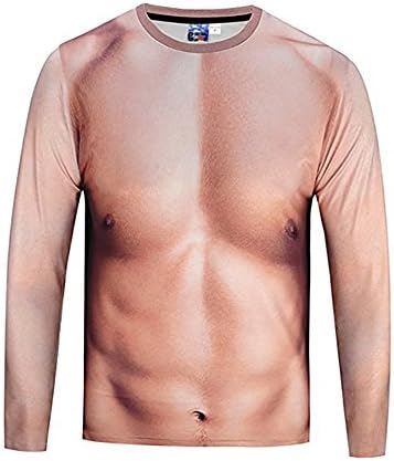 Pricedeal Funny Muscle Tee shirt Undershirt 3D Print Long sleeve T-Shirts Muscle Six Pack Abs T-shirt for Man