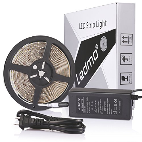 LEDMO Waterproof SMD 5630 Flexible 300 LED Strip Lights Kit with 12V/5A Adapter, Cool White, 16.4-Feet / 5m