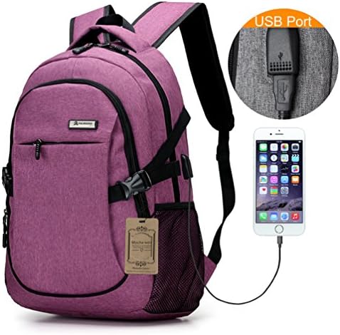 Mocha weir School 15.6 Inches Laptop Backpack with with USB Charging Port (pink)