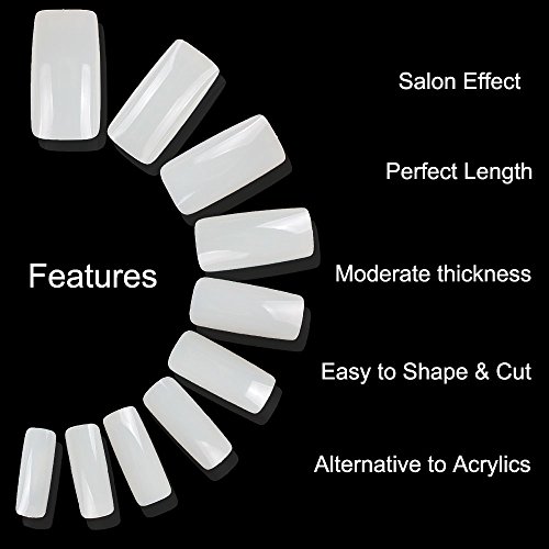 ECBASKET Full Cover False Nails Artificial Nails Fake Nails 500pcs Full Coverage Natural Acrylic Nails 10 Sizes with Bags - Thumbnail 3