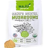 MAJU'S Mental Mushrooms: 8:1 Lions Mane, Cordyceps, Chaga, &amp; Reishi Mushroom Extract Powder Blend for Coffee/Tea/Smoothies with, Full Spectrum with Fruiting Bodies, USA Grown (80 Grams)