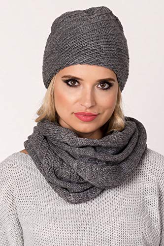 [- fil'loo CD-069 Women's Hat and Snood Set Smooth Warm Winter - Made in EU  -]