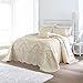BrylaneHome Bedding Lightweight All Season Modern Amelia Quilted Damask Oversized Ultra Soft Bedspread - Queen, Ivory
