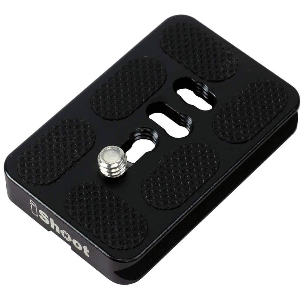 iShoot Camera Quick Release Plate QS-60 with 1/4" Screw, Compatible with Arca-Swiss Fit Tripod Ball Head, Black