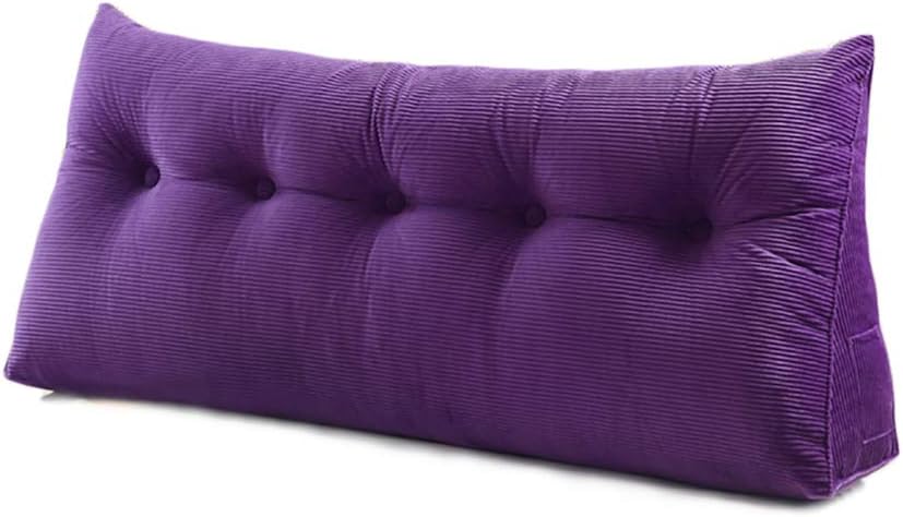 WOWMAX Triangular Reading Pillow Large Bolster Headboard Backrest Positioning Support College Dorm Headboard Pillow Twin Bed Wedge Pillow for headboard, Purple Corduroy