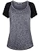Cestyle Womens Round Neck Raglan Short Sleeve Yoga Shirt Workout Tunics Tops
