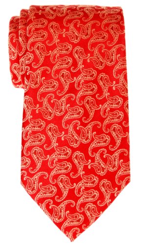 Retreez Classic Paisley Pattern Woven Microfiber Men's Tie - Red and Yellow