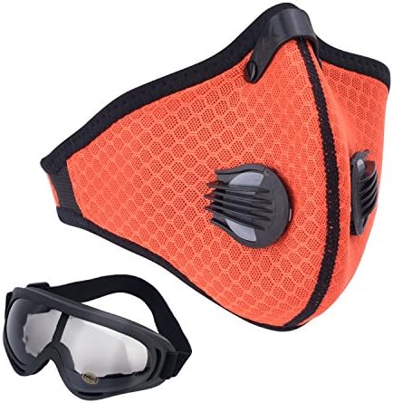 Activated Carbon Dust Mask Motorcycling Goggle Pack of 2 Dustproof Face Mask Filtration Exhaust Gas Anti Pollen Allergy PM2.5 Dust Mask Filter Ski Glass for Motorcycling Cycling Running