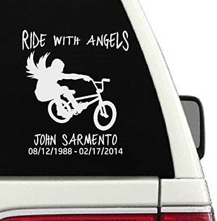 Ride With Angels BMX Memorial Car Decal (In Loving Memory Decal)