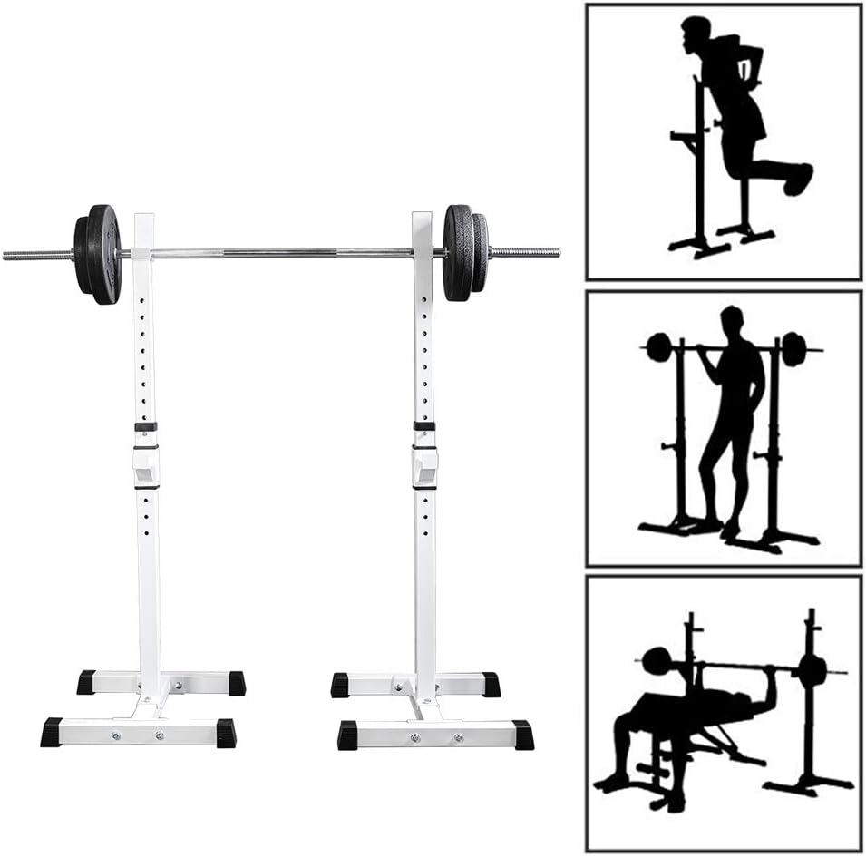 Grist CC Adjustable Heavy Duty Squat Rack, Household Multifunction Barbell Rack,White