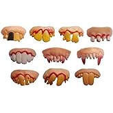 Lynkaye 10 Pcs Ugly Fake Halloween Vampire Fangs Teeth Halloween Decoration Theme Costume Party Favors Vampire Denture Teeth