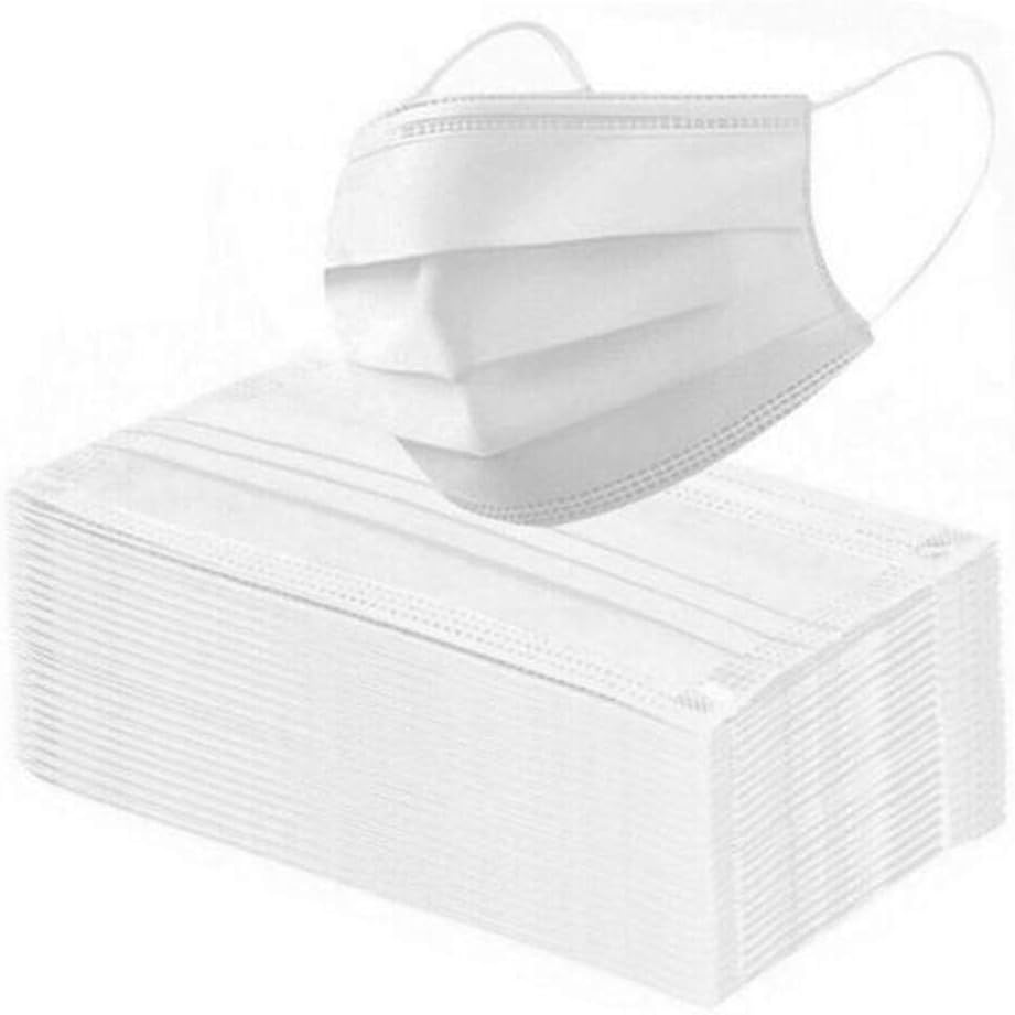 Disposable Face Masks,3-PLY Protective Cover Masks with Earloop - Anti-Dust Filter, Breathable Mouth Cover,Protection and Personal Health Professional, Pack of 50 (White)