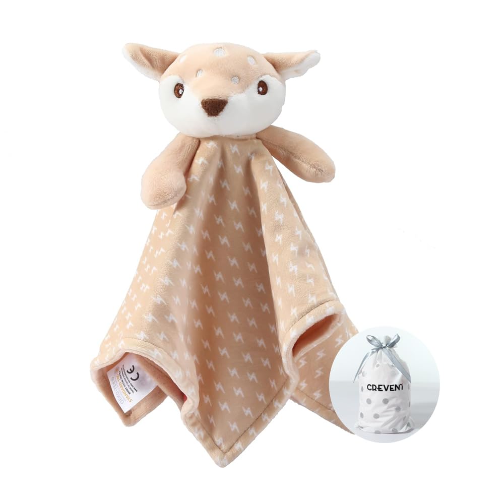 CREVENT Cozy Plush Baby Comforter Blanket,Fleece Soft Loveys for Baby Girls and Boys, Great (Brown Deer)
