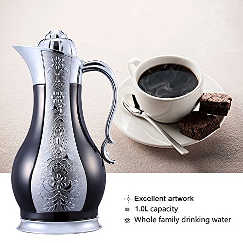 BonNoces 34 Ounce Coffee/Tea Thermal Carafe - Stainless Steel Double Walled Vacuum Insulated Heat & Cold Retention-Retro Romantic Presents Unique Housewarming & Holiday Gift