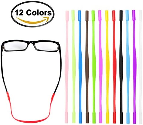 Deruicent 12 Pair Kids Eyeglass String Retainer, Anti-slip Sports Eyewear Retainer, Elastic Comfortable Silicone Eyeglass Chains,Glasses Sunglasses Cord Holder for Kids