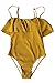 CUPSHE Women's Yellow Falbala with Lining Padding One Piece Swimsuits Beach Bathing Suit (S,Yellow Falbala)