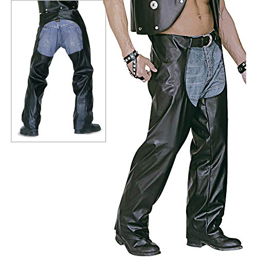 XL Biker Chaps Black Leatherlook Costume Extra Large For Wild West Cowboy Fancy