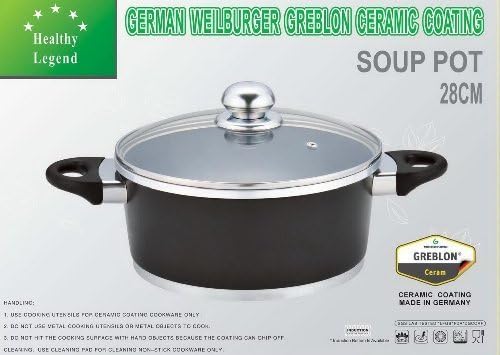 7.1 Quart Stock Pot (soup pot) with Non-stick German Weilburger Ceramic Coating by Healthy Legend - Induction Ready, ECO Friendly Non-toxic Cookware by Healthy Legend