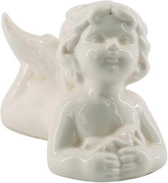 Ángel Blanco de la Cabeza de la Porcelana Encima del ángel con el