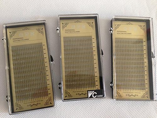 VRwig 3 Trays/Lot 3D Volume Eyelashes Extensions 0.07mm Thickness Hair Mink Makeup C Curl Individual Eye Lashes Natural Style (14mm+14mm+14mm)