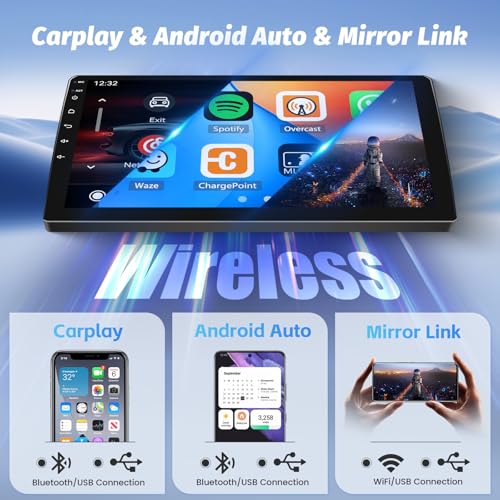 Hikity 4G 64G 8Cores Android 15 Car Radio for Ford Focus Mk2 Mk3 Exi MT 2 3 2004-2011 Carplay Wireless Android Auto 9'' Radio with GPS Bluetooth WiFi RDS DSP 3 Shared Screen SWC Backup Camera