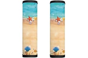 Horeset 2 Pack Luggage Handle Wrap Non-Slip Soft Luggage Identifier Comfortable Handle Cover Grips Tag Refrigerator Door Handle Covers for Travel Bag Accessories(Sea Beach)