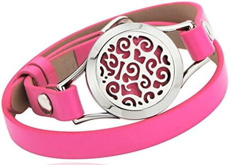 Wearable Scents Pink Leather Diffuser Locket Bracelet w/ Adjustable Strap