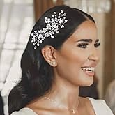 Catery Rhinestone Hair Combs Silver Flower Wedding Hairpieces Bridal Side Clips Accessories for Brides and Women