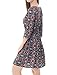 Allegra K Women's 3/4 Sleeves Elastic Waist Floral A Line Dress Black L
