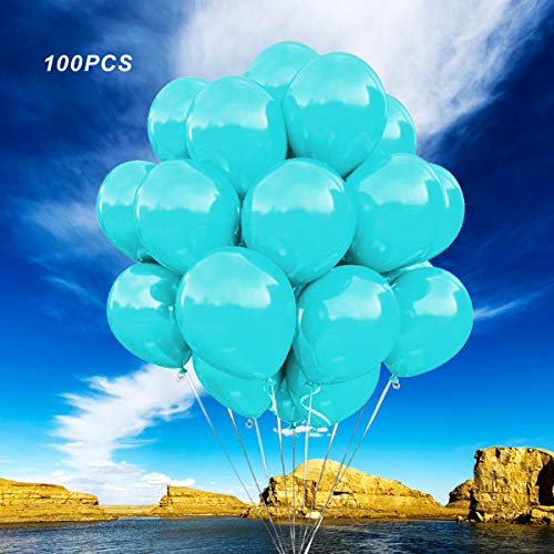 (100pcs) Tiffany Blue Balloons Party Decoration, Great for Kids, Weddings, Receptions, Baby Showers, Water Fights, or Any Celebration,12 Inch Thicken blue Latex balloons.