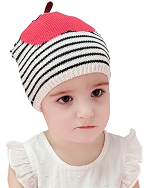 Newborn Infant Baby Boy Girl Stripe Apple Knit Beanie Hat