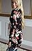 Floral Season Women Casual Floral Print Long Sleeve Kimono Blouse Cardigan Black X-Large