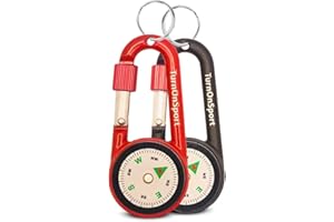 TURNONSPORT Carabiner Clip On Compass Hiking - Compact Compass Keychain Backpacks | Small Pocket Magnetic Compass Keychain for Kids - Hiking Compass Twist Lock | Keyring Keychains Outdoor Survival Camping 2 pcs