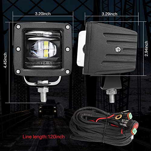 LED Pod Lights, Auto Power Plus 2pcs 3" SAE LED Fog Lights OSRAM Off Road Driving Lights Waterproof LED Cubes Square LED Work Light For Truck Jeep Motorcycle ATV UTV Boat