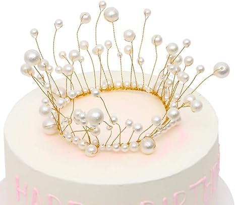 Amazon Com Ironbuddy Pearl Crown Cake Topper Handmade White Pearl