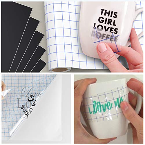 KINGSOW Clear Vinyl Transfer Tape 12inch x 16ft with Blue Alignment