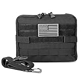 DELSWIN Tactical Molle Pouch - Medical ETM Utility Bag EDC Organizer Admin Pouch Tool Bag with Adjustable Strap & Emergency Blanket (Black)